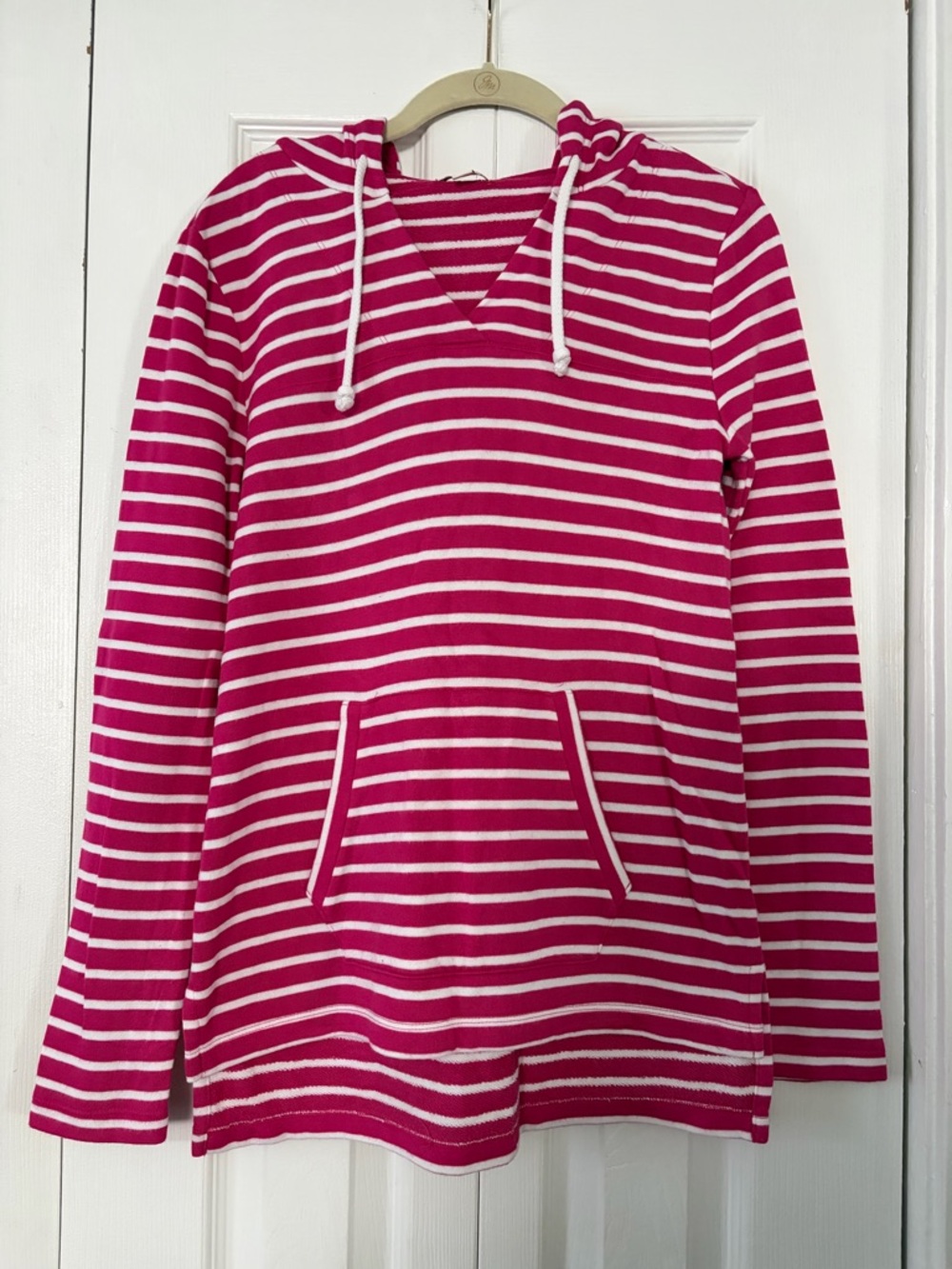 GAP Pink and White Striped Hooded Sweatshirt